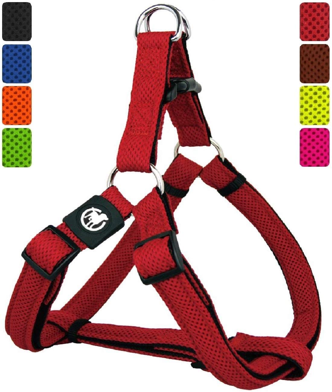  DDOXX Arnés Perro Step-In Air Mesh, Ajustable, Acolchado | Diferentes Colores & Tamaños | para Perros Pequeño, Mediano y Grande | Accesorios Gato Cachorro | Rojo, S 