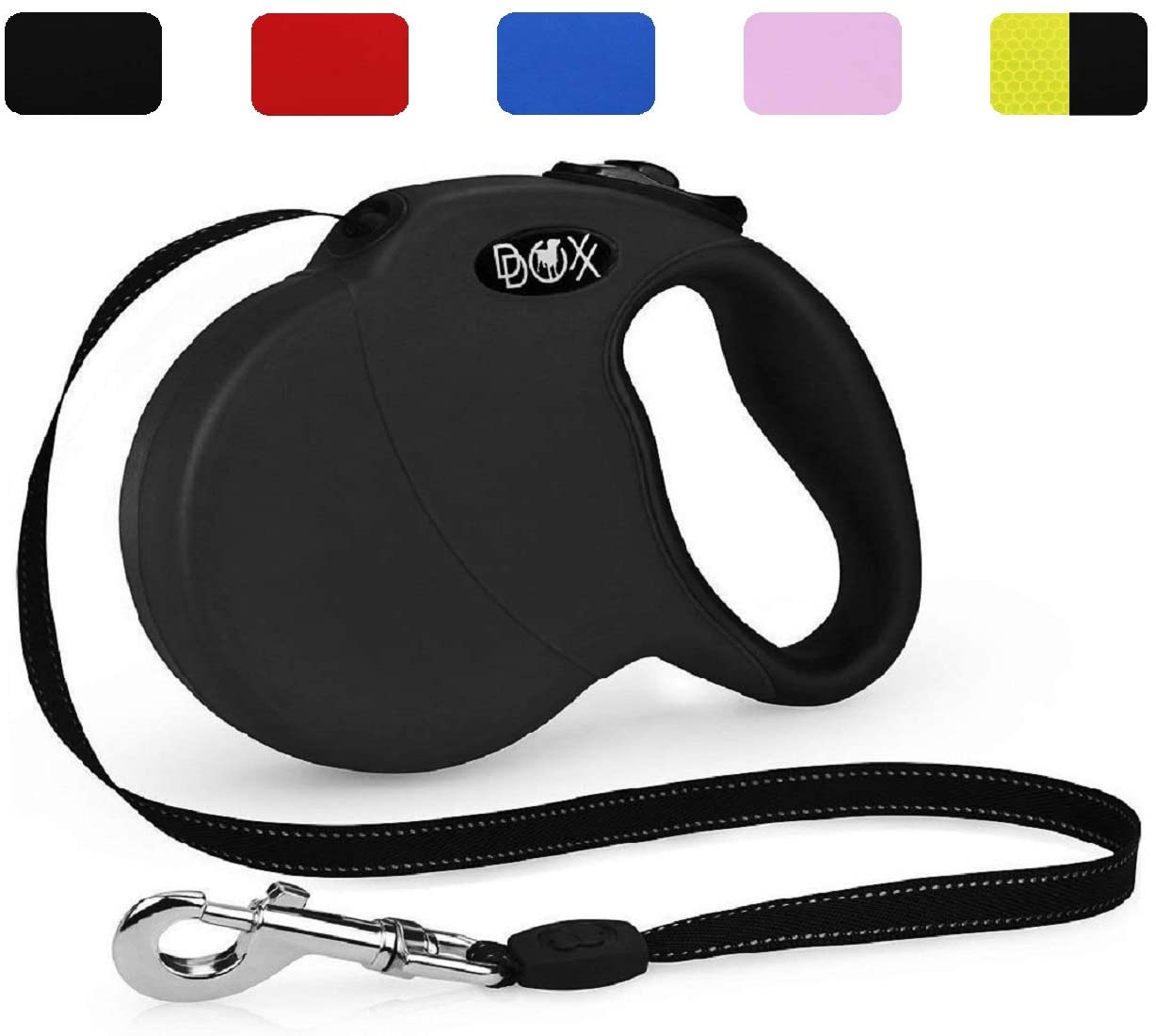  DDOXX Correa Extensible Perro, Reflectante, Retráctil | Diferentes Colores & Tamaños | para Perros Pequeño, Mediano y Grande | Accesorios Gato Cachorro | S, 4 m, 10 kg, Negro 