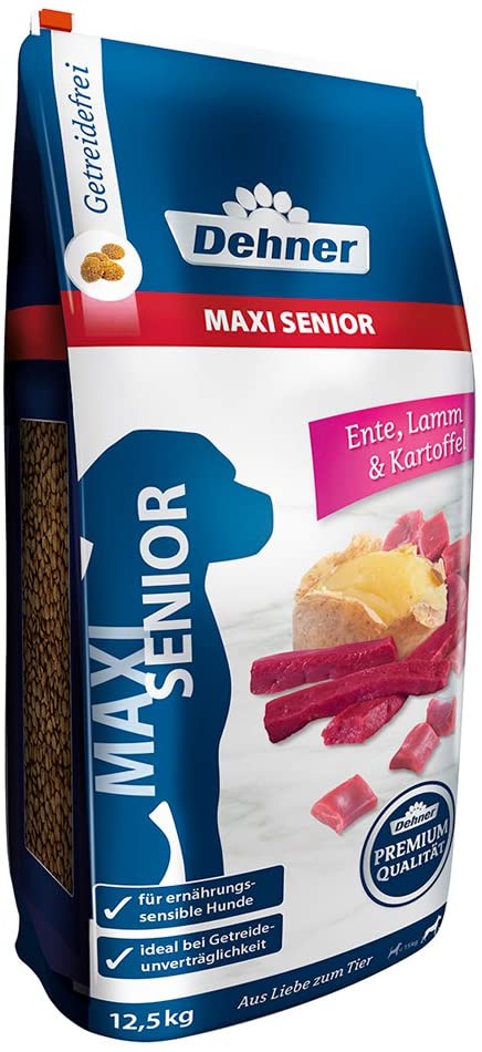  Dehner Premium Perros trockenfutter máximo Senior, Pato y Cordero con Patatas, 12.5 kg 