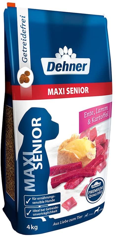  Dehner Premium Perros trockenfutter máximo Senior, Pato y Cordero con Patatas, 4 kg 