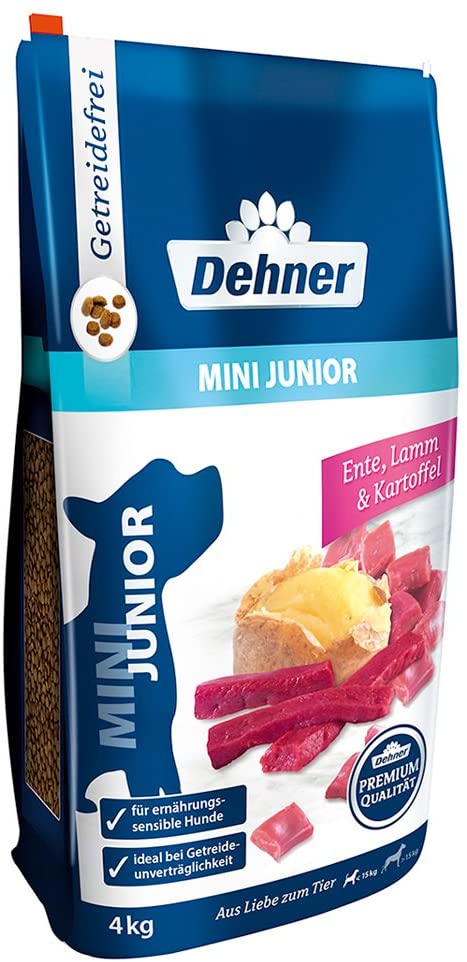  Dehner Premium Perros trockenfutter Mini Junior, Pato y Cordero con Patatas, 4 kg 