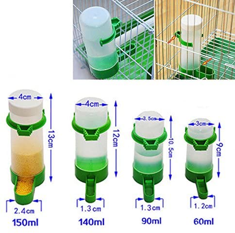  Dewin Alimentadores de pájaros - Comedero de pájaros de plástico/Waterer, Jaula automática de alimentador de Semillas de Agua, para Loro Periquito (Capacity : 150ML) 