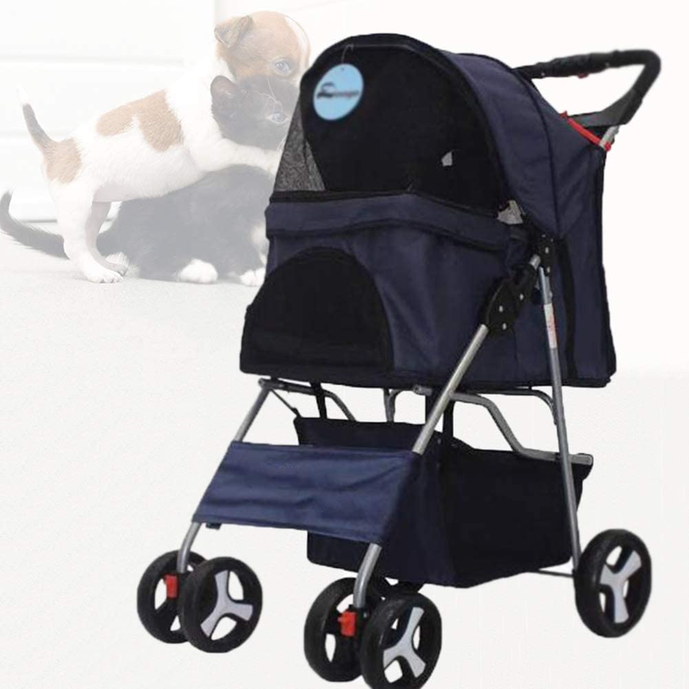  DGHJK Viajes Cochecito del Animal Doméstico, Perrito del Perro Portador Fold Luz Carrito Compra Lavable Mascota Portátil Pequeñas Medianas Perros Y Gatos Artículos para Mascotas Animal Portador 