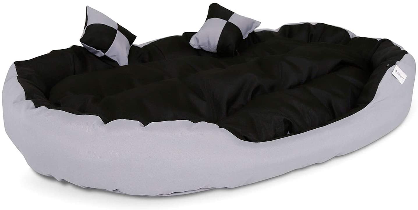  Dibea DB00311 - Cama para Perros (Lavable, con cojín Reversible, 85 x 70 x 20 cm), Color Negro y Gris 