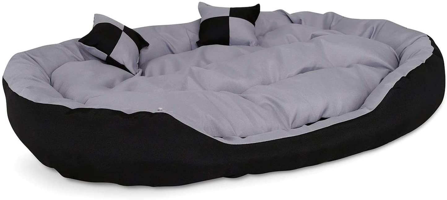  Dibea DB00311 - Cama para Perros (Lavable, con cojín Reversible, 85 x 70 x 20 cm), Color Negro y Gris 