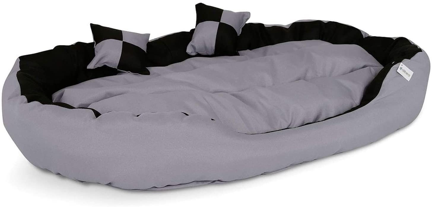  Dibea DB00311 - Cama para Perros (Lavable, con cojín Reversible, 85 x 70 x 20 cm), Color Negro y Gris 