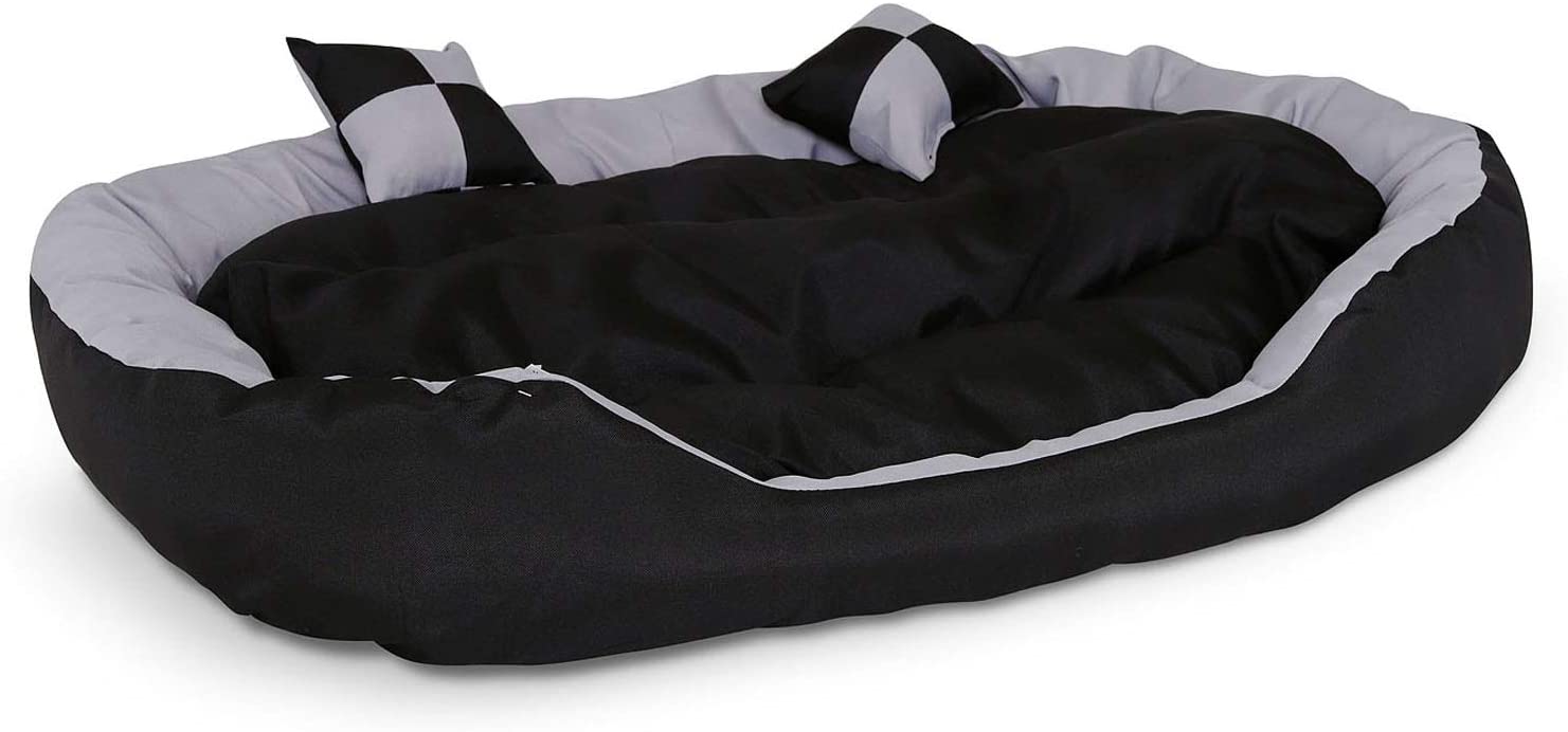  Dibea DB00311 - Cama para Perros (Lavable, con cojín Reversible, 85 x 70 x 20 cm), Color Negro y Gris 