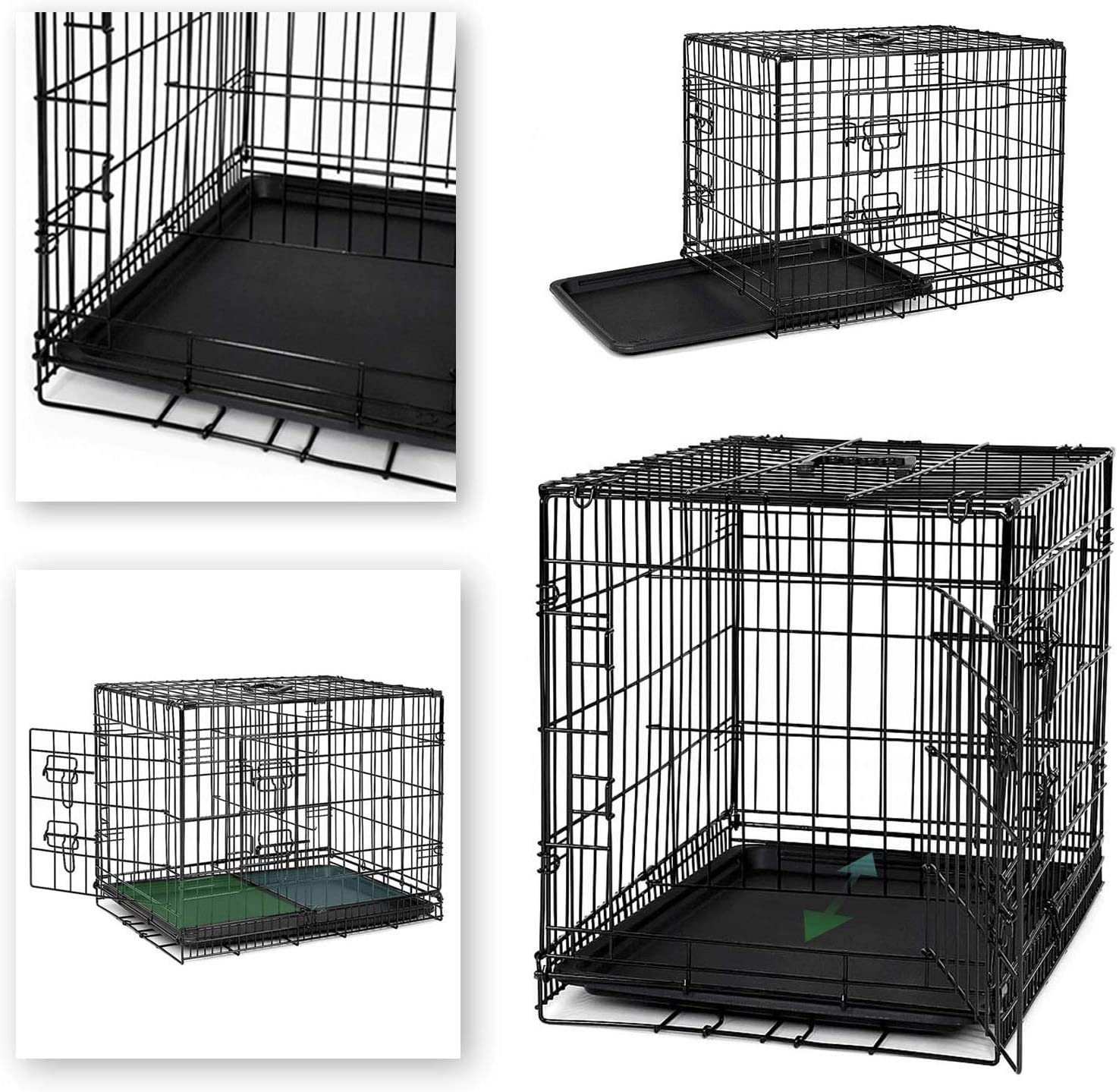  dibea DC00491, jaula de transporte para perros y animales pequeños, caja robusta hecha de alambre fuerte, plegable / con bisagras, 2 puertas, con bandeja inferior, tamaño M. 