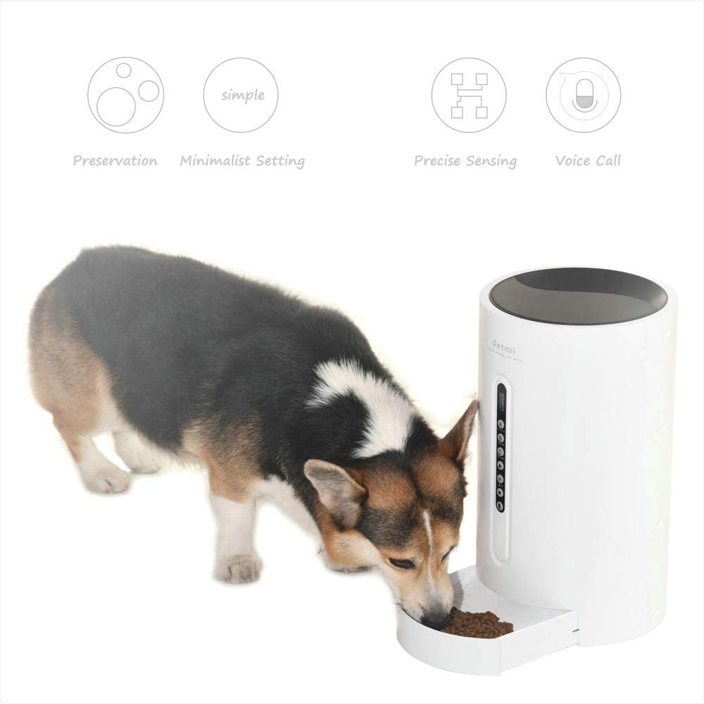  DjfLight Alimentador automatico de Mascotas para Perro Gato, automatico comedero, Mascota Inteligente Llamada de Voz para Dispositivo de alimentación, Alimentador cuantitativo pequeño Máquina 