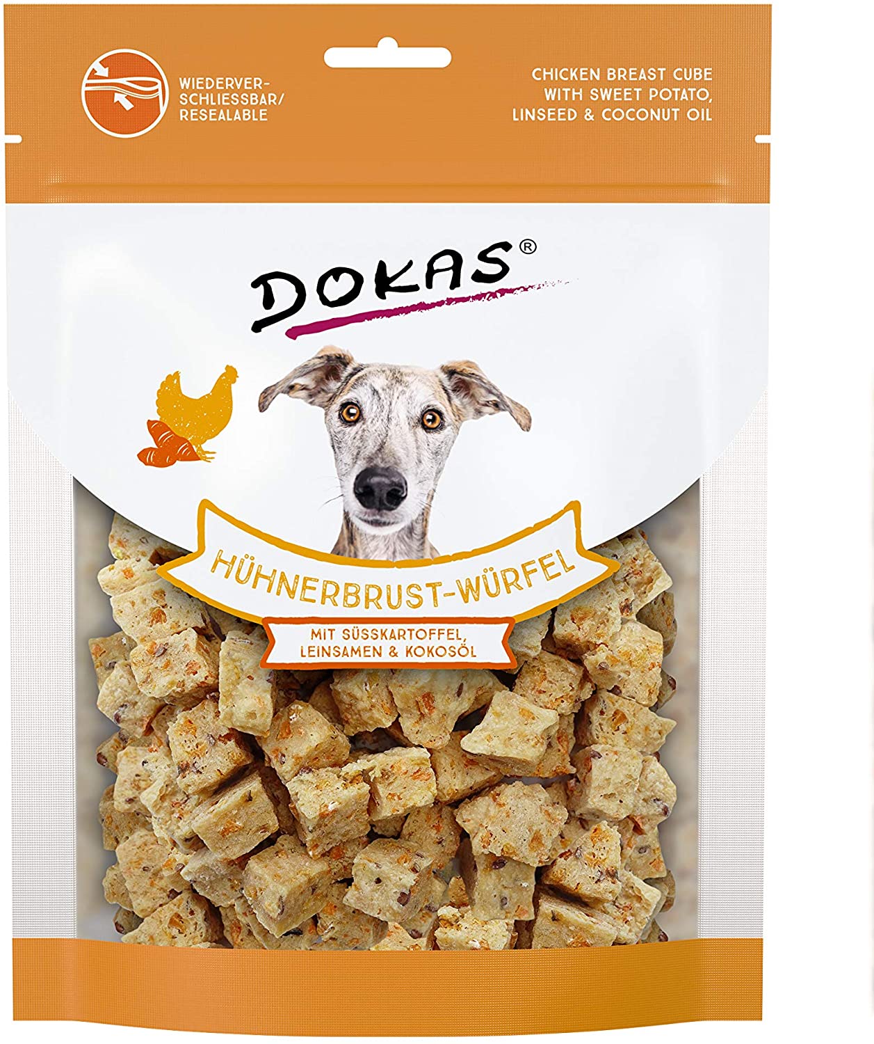  Dokas - Cubitos de Pollo, con Patata, linaza y Aceite de Coco (8 x 150 g) 