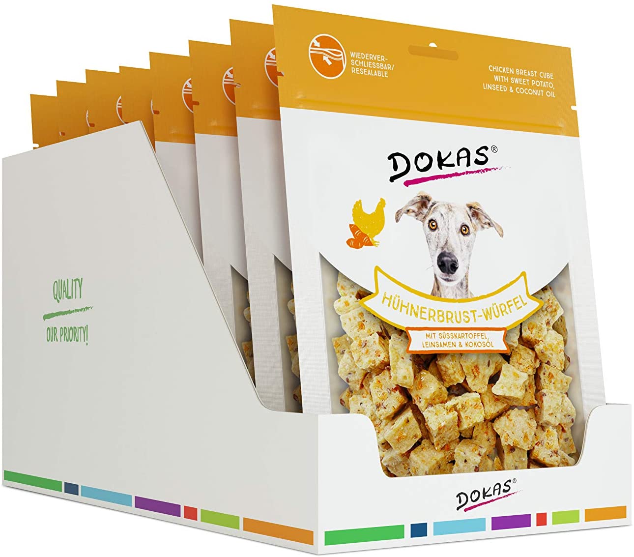  Dokas - Cubitos de Pollo, con Patata, linaza y Aceite de Coco (8 x 150 g) 