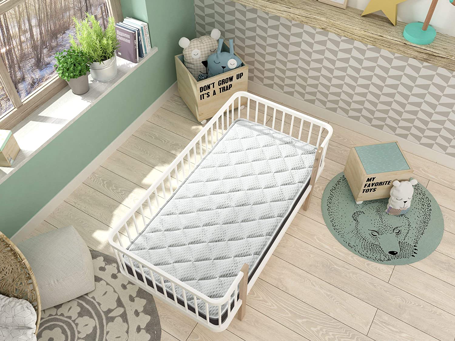  DORMIDEO Colchón Cuna viscoelástico BabyBed - Dos Caras higiénico, Transpirable y Antideslizante 