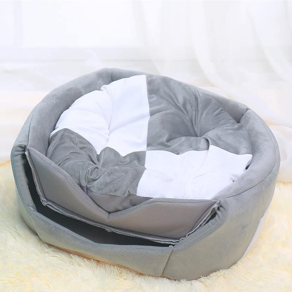  Doubleblack Cama Gato Nido para Mascotas Cama de Perro Cálido Gris Pequeña Lavable 