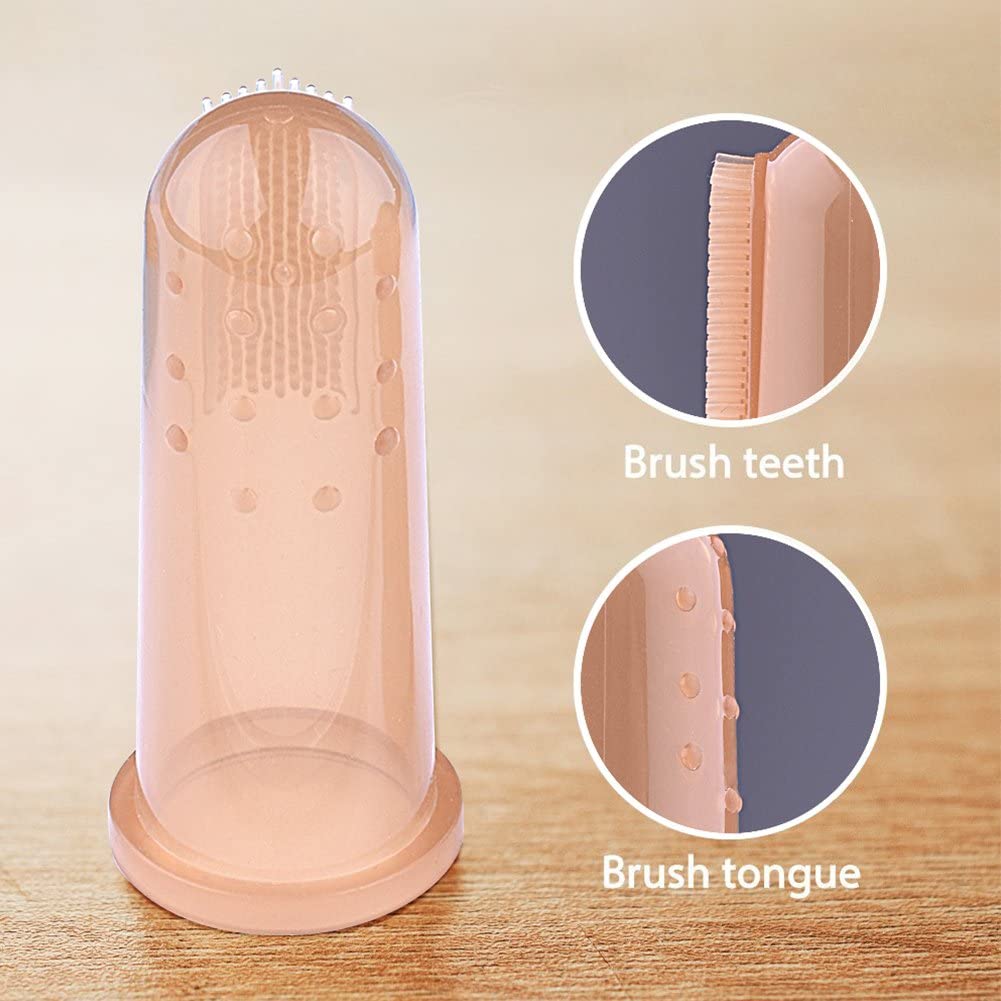  DryMartine Juego de limpieza dental para perros y gatos, cepillo de dientes para mascotas (3 piezas) + cabezal doble para perro con diseño de calculo, herramienta para quitar rascadores (1 pieza) 