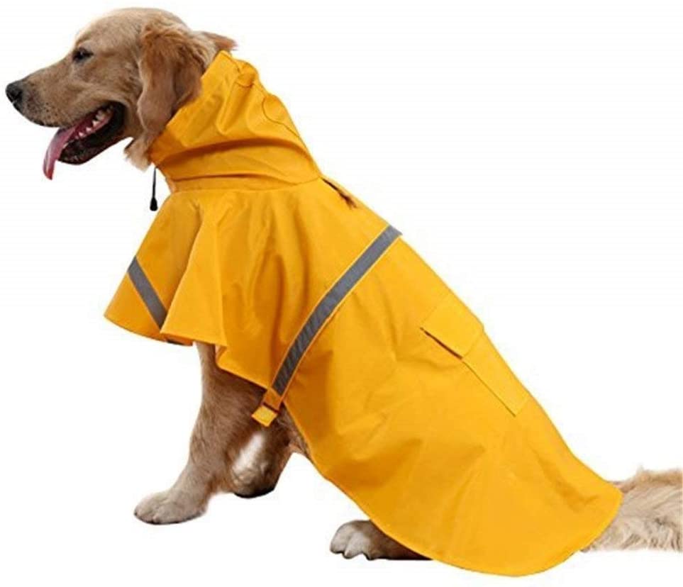  Ducomi neón – Impermeable Perro Talla pequeña, Mediana y Grande – Capa de Lluvia para Perros con Cierre de Velcro y Bolsillo – Abrigo con Banda Reflectante y Capucha Ajustable 