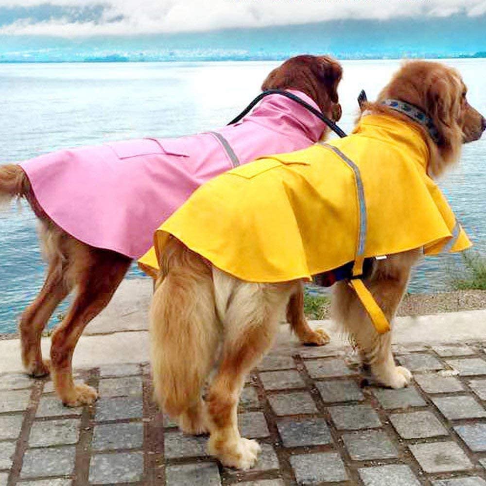  Ducomi neón – Impermeable Perro Talla pequeña, Mediana y Grande – Capa de Lluvia para Perros con Cierre de Velcro y Bolsillo – Abrigo con Banda Reflectante y Capucha Ajustable 