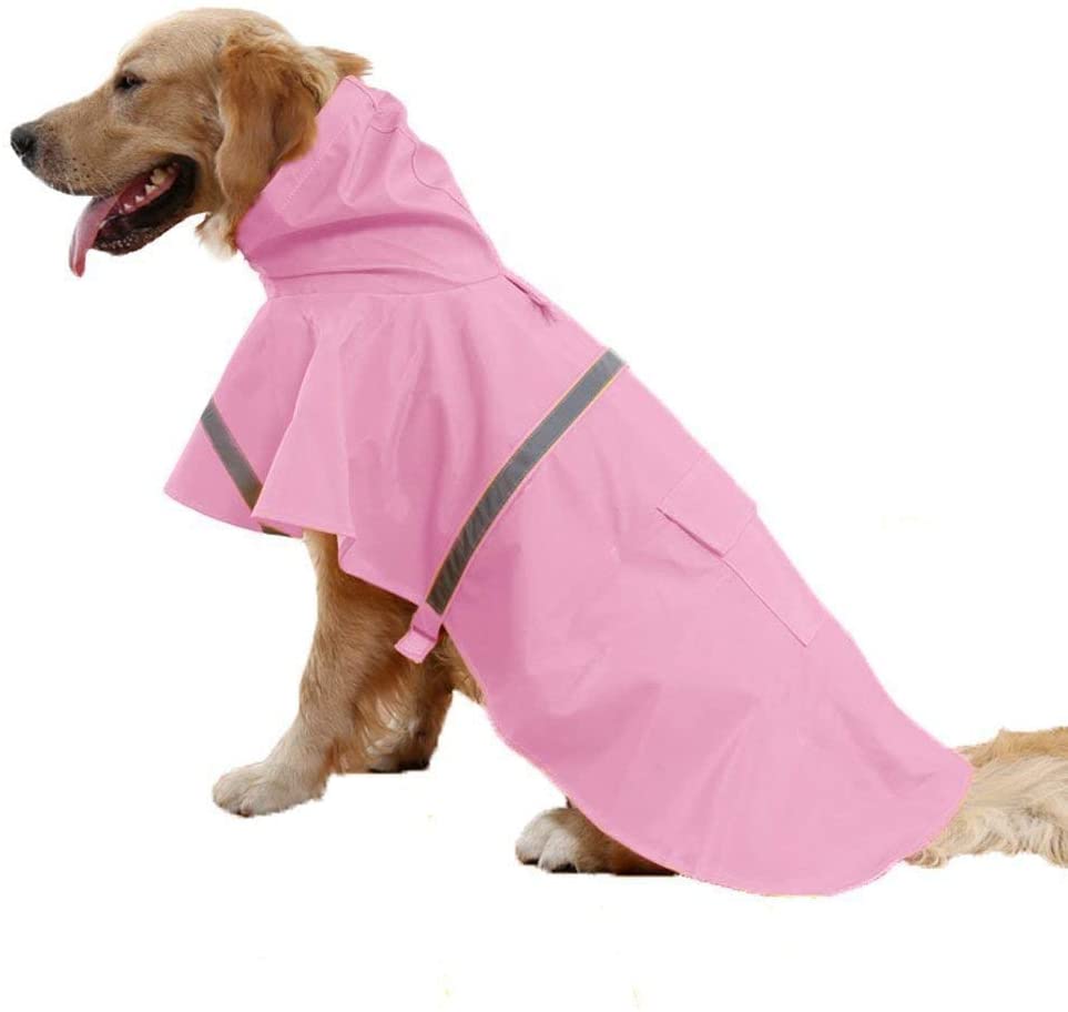  Ducomi neón – Impermeable Perro Talla pequeña, Mediana y Grande – Capa de Lluvia para Perros con Cierre de Velcro y Bolsillo – Abrigo con Banda Reflectante y Capucha Ajustable 