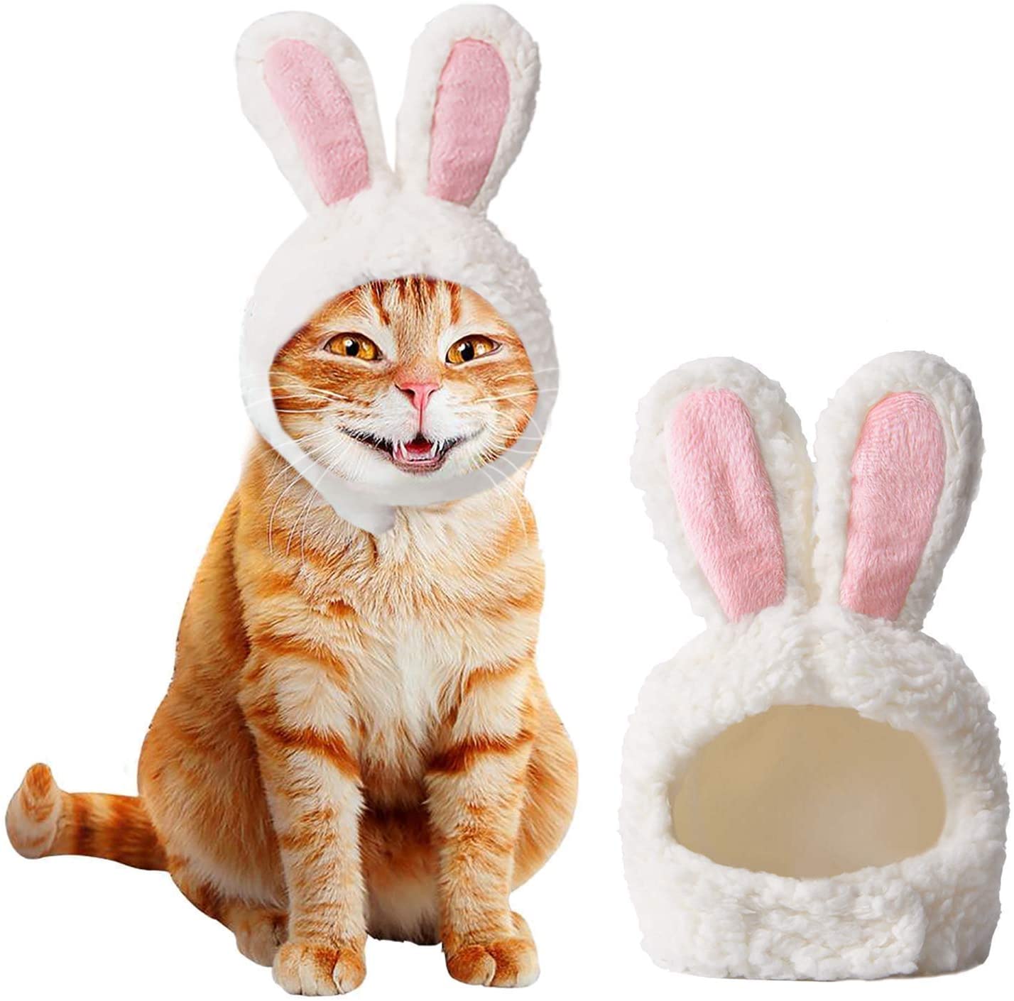  Ducomi Orejas de Gato en Forma de Conejo – Accesorio Disfraz Peluca para Gatos para Carnaval, Halloween y Pascua – Orejas Conejo Talla Ajustable con Velcro – Regalo para Fiesta de Pascua 