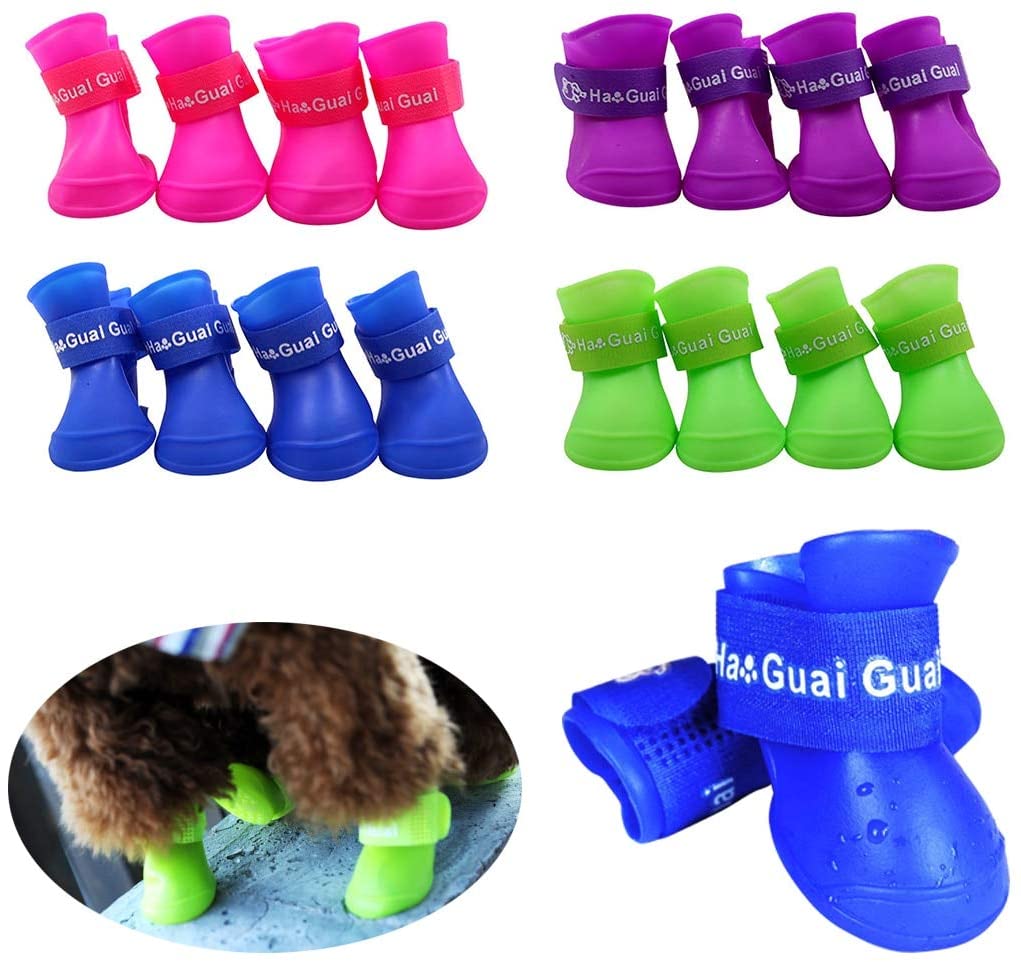  Ducomi Zampette - Zapatillas Impermeables para Perros - Cómodas y Fáciles de Poner - Protegen Las Patas de tu Mascota - Reducen el Riesgo de Infecciones en Caso de Heridas (S, Amarillo) 