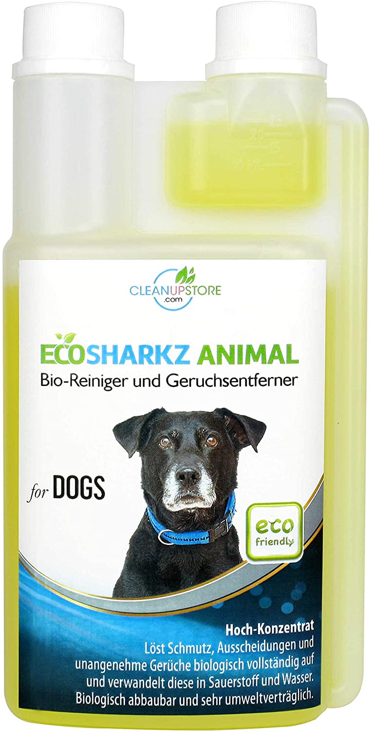  Ecosharkz neutralisant de mauvaises odeurs pour chiens - désodorisant naturel - concentré à haut débit pour éliminer l’odeur d’urine (jusqu'à 25L de solution nettoyante) 