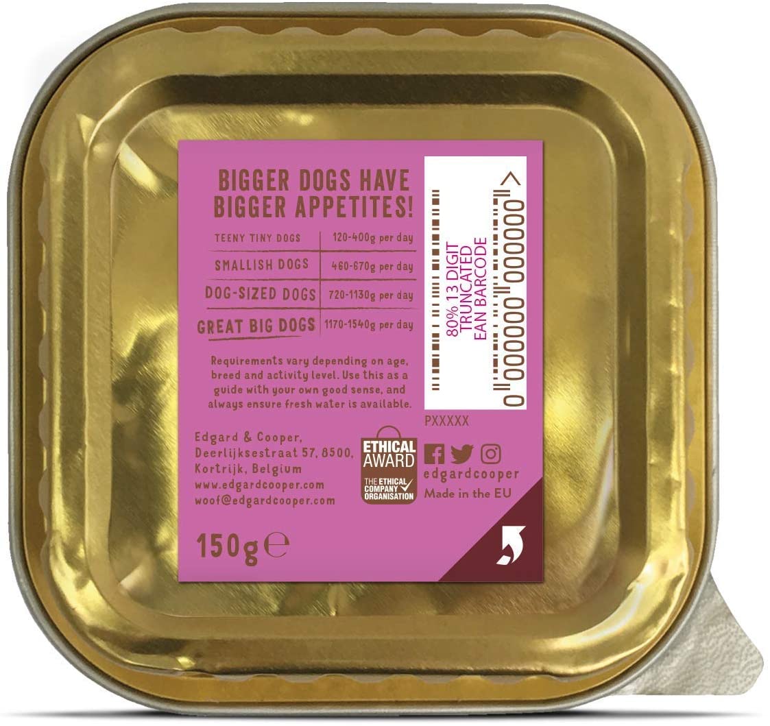  Edgard & Cooper comida humeda perros adultos sin cereales, natural con Venado y Pato. Alimentación balanceada con Omega 3 para un pelaje suave y brillante. Carne magra fresca en paté. Pack de 11x150gr 