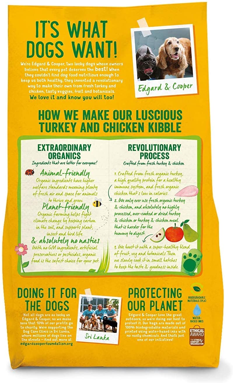  Edgard & Cooper pienso para Perros Adultos sin Gluten, Natural con Pavo y Pollo de Granja ecológicos, Comida balanceada sin harinas de Carne ni Carnes sobreprocesadas, cocinada a Fuego Lento (7 kg) 