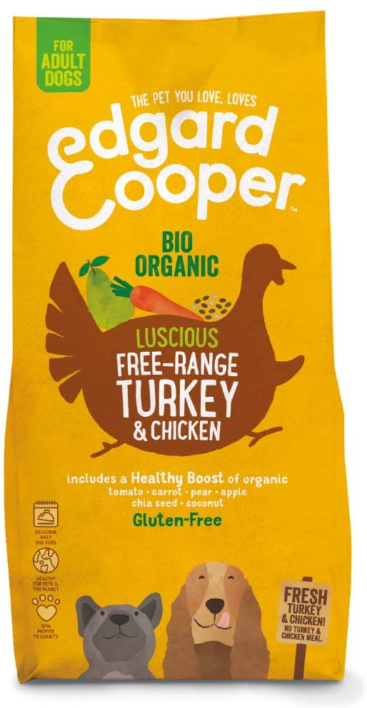  Edgard & Cooper pienso para Perros Adultos sin Gluten, Natural con Pavo y Pollo de Granja ecológicos, Comida balanceada sin harinas de Carne ni Carnes sobreprocesadas, cocinada a Fuego Lento (7 kg) 