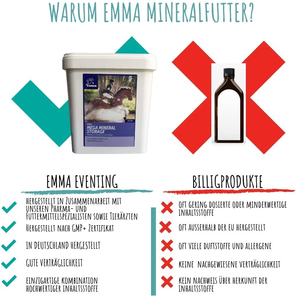  EMMA Complejo alimenticio Mineral Caballos I alimentación complementaria B-vitaminas y A,E,C,D, biotina, Zinc, Selenio, levadura de Cerveza I Crecimiento de pezuñas y Pelo Brillante I Senior 5 Kg 