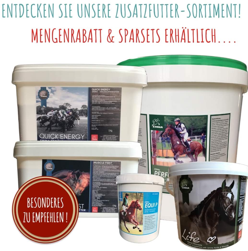  EMMA Mash Horse Feed Mezcla para la Flora intestinal intacta y la digestión Estable I Mezcla Seca I apoya la digestión, la vitalidad y el Pelo Brillante en los Caballos I Senior 8 kg 