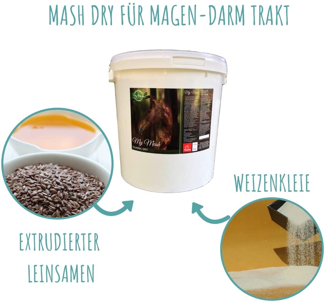  EMMA Mash Horse Feed Mezcla para la Flora intestinal intacta y la digestión Estable I Mezcla Seca I apoya la digestión, la vitalidad y el Pelo Brillante en los Caballos I Senior 8 kg 