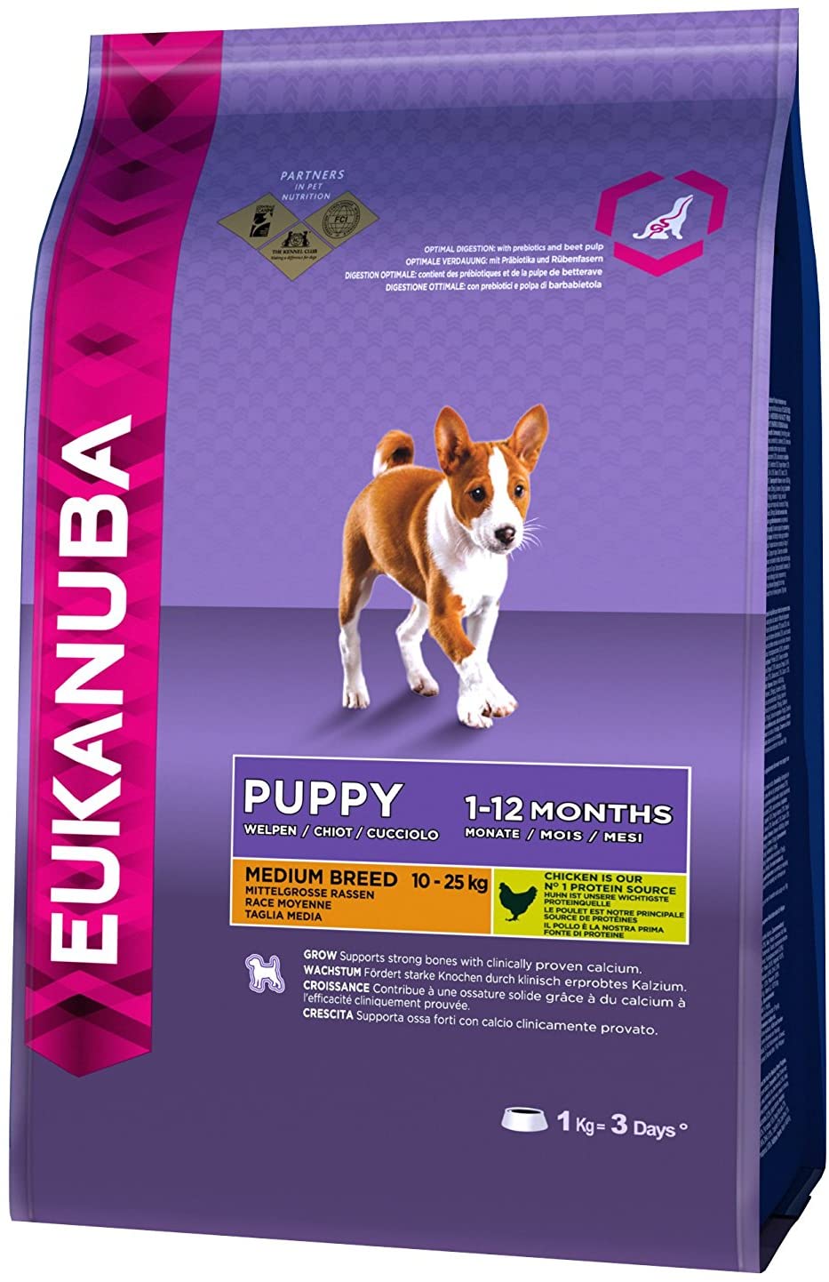  EUKANUBA Cachorro de Raza Mediana en Crecimiento rico en pollo fresco [1 kg] 