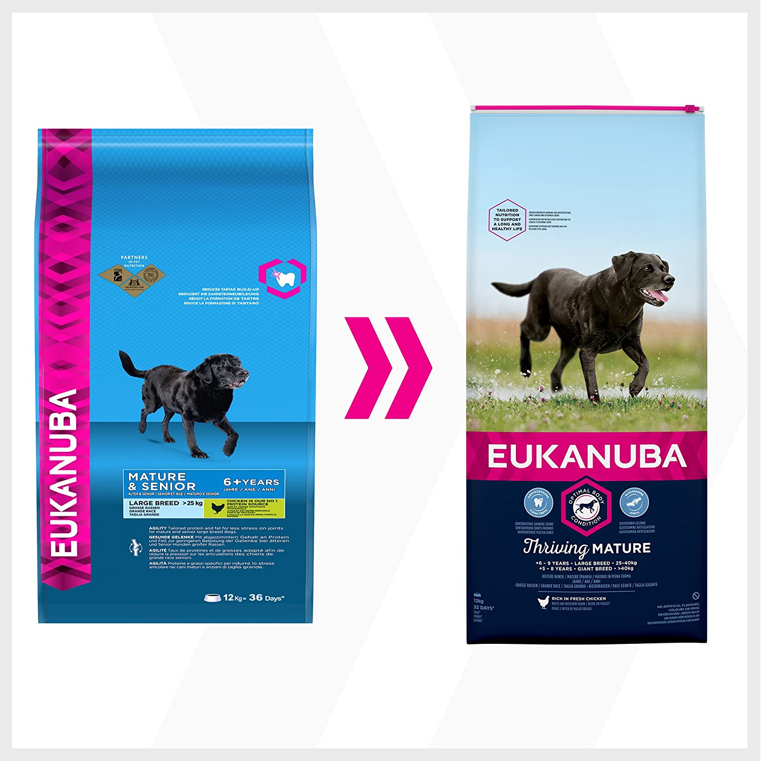  EUKANUBA Edad avanzada Próspero Raza Grande rico en pollo fresco [12 kg] 