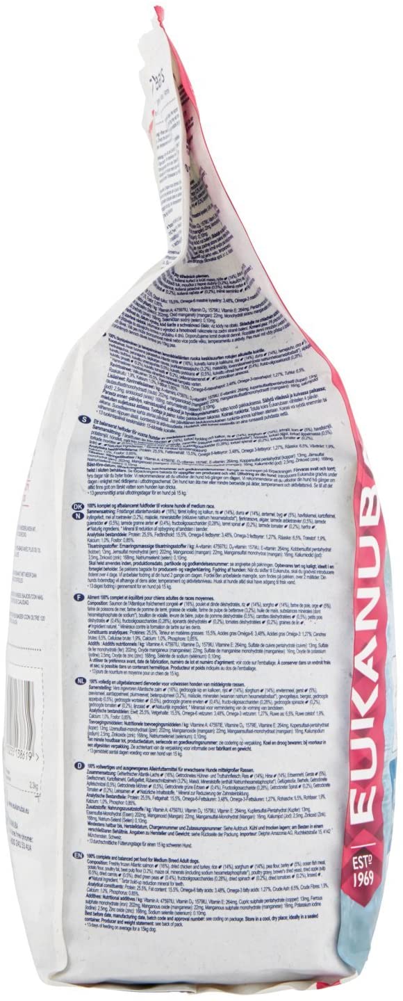  Eukanuba Nature Plus+ Adulto Raza mediana Rico en salmón fresco congelado [2.3 kg] 