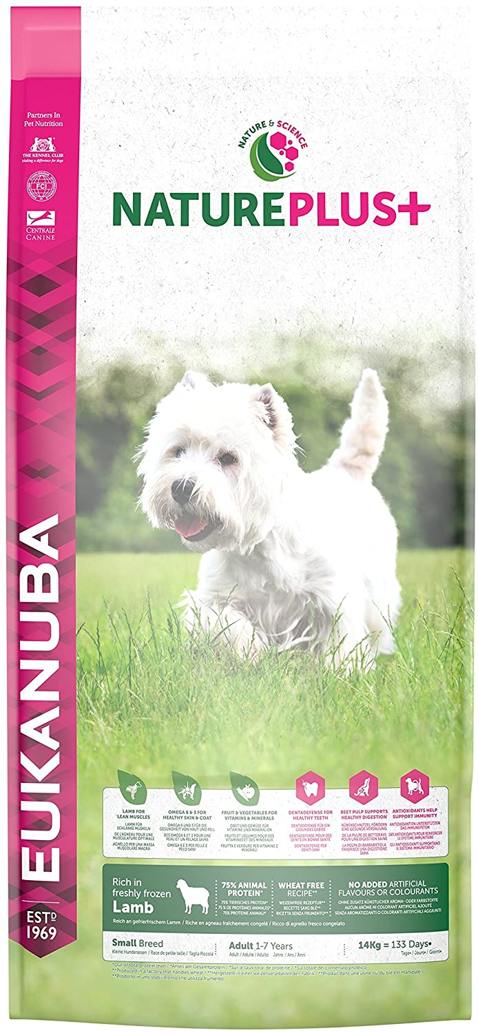  Eukanuba Nature Plus+ Adulto Raza pequeña Rico en cordero fresco congelado [14 kg] 