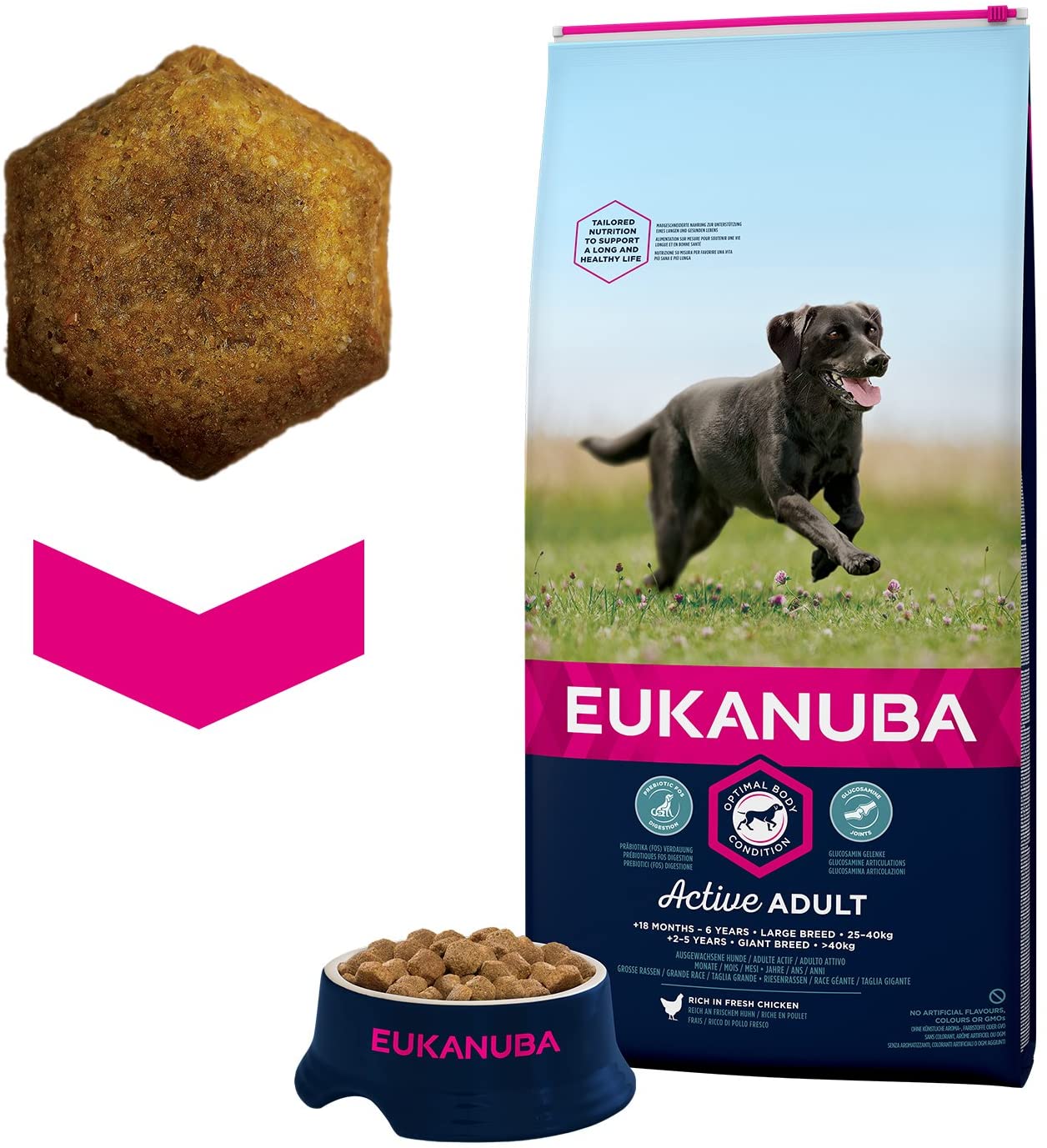  EUKANUBA Raza Grande Adulto Activo rico en pollo fresco [15 kg] 