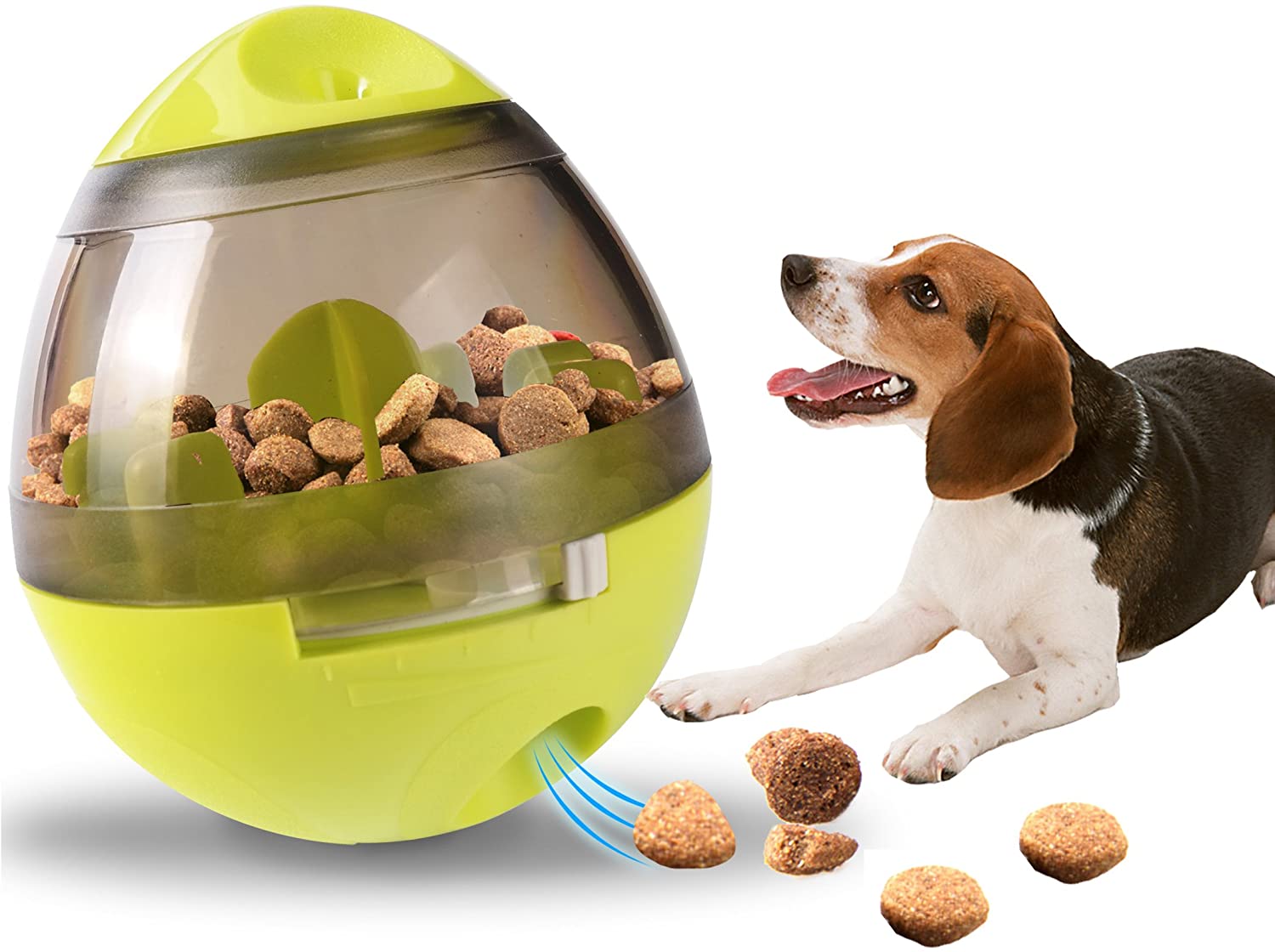  Ewolee Juguetes Interactivos para Perros - Bola Dispensadora de Comida Perros Gatos, Juguetes de Entrenamiento IQ para Perros Pequeños y Medianos(Verde) 