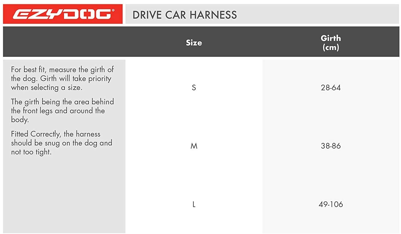  EzyDog Drive Arnés De Coche para Perro, Cinturón De Seguridad para Perros, Multifunción, Ajustable, Arnés De Chaleco De Viaje (L, Negro) 