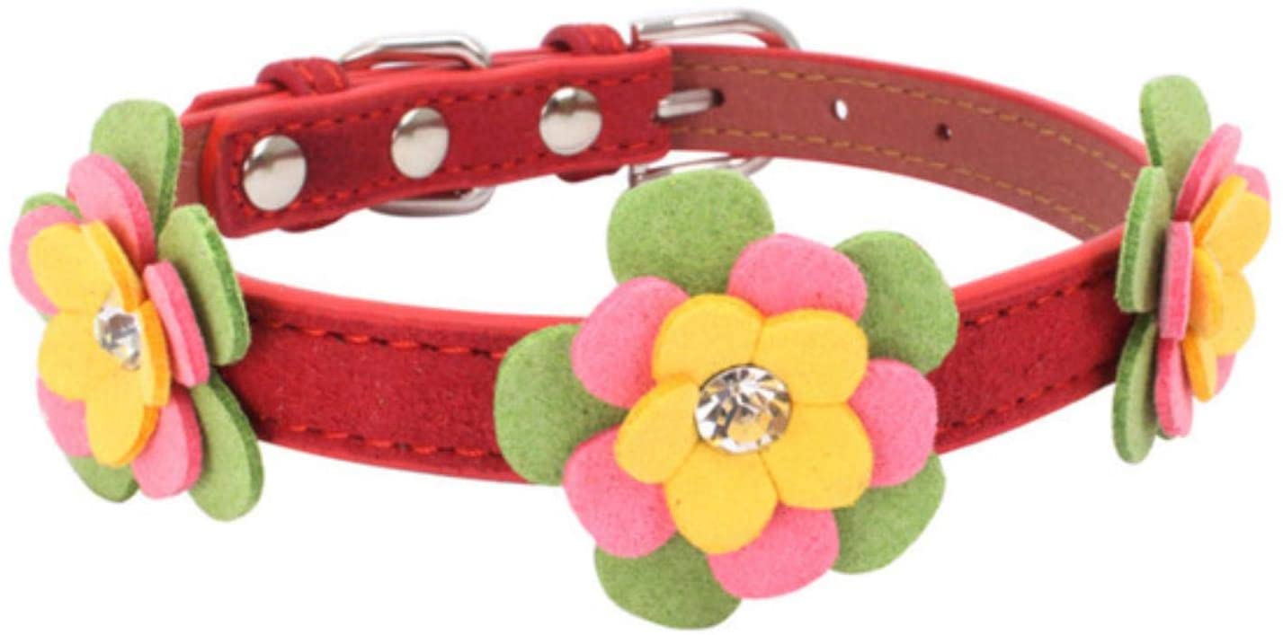  fafagogo2216gogo Collar De Perro Perros Pequeños Collares De Productos Accesorios para Cachorros Retráctiles Flor Chihuahua para Mascotas Gatos Suministros Collares Tienda, Rojo, XS 