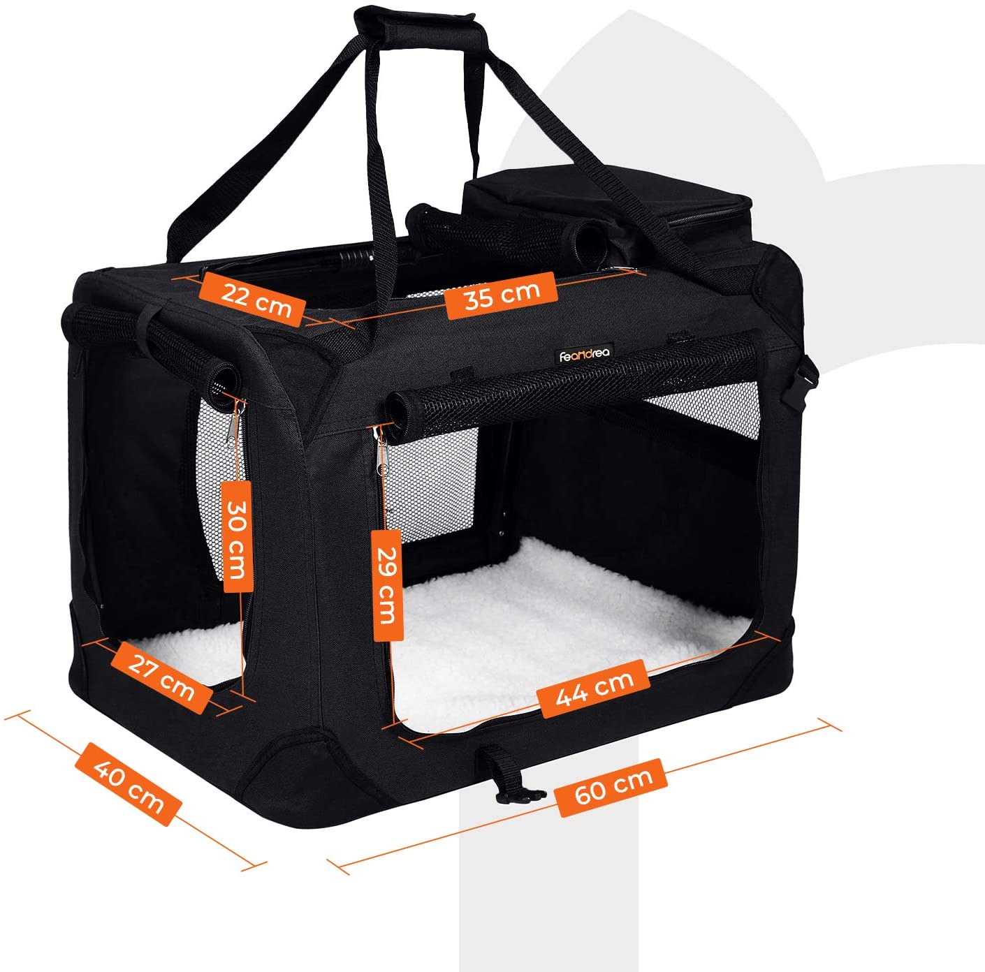  FEANDREA Bolsa de Transporte para Mascotas Transportín Plegable para Perro Portador Tela Oxford Negro M 60 x 40 x 40 cm PDC60H 