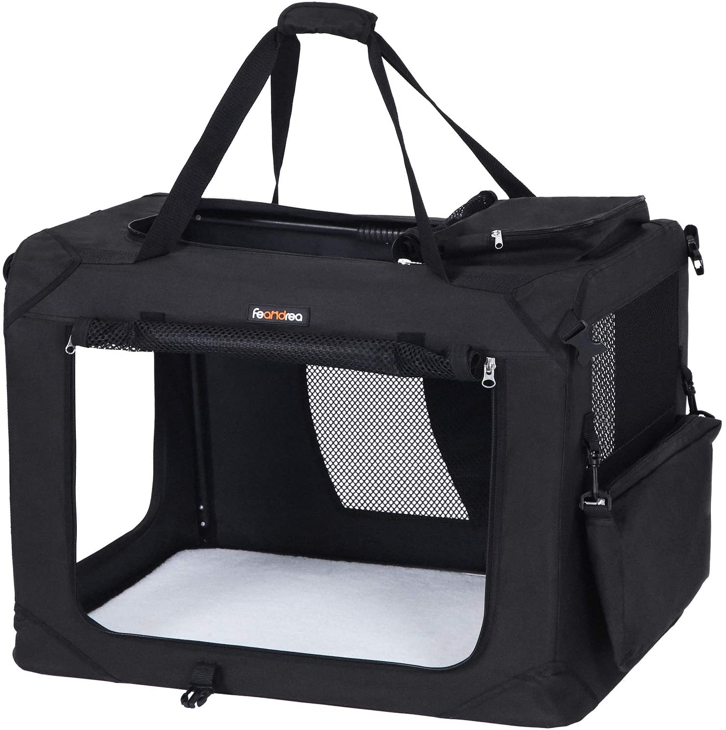  FEANDREA Bolsa de Transporte para Mascotas Transportín Plegable para Perro Portador Tela Oxford Negro M 60 x 40 x 40 cm PDC60H 