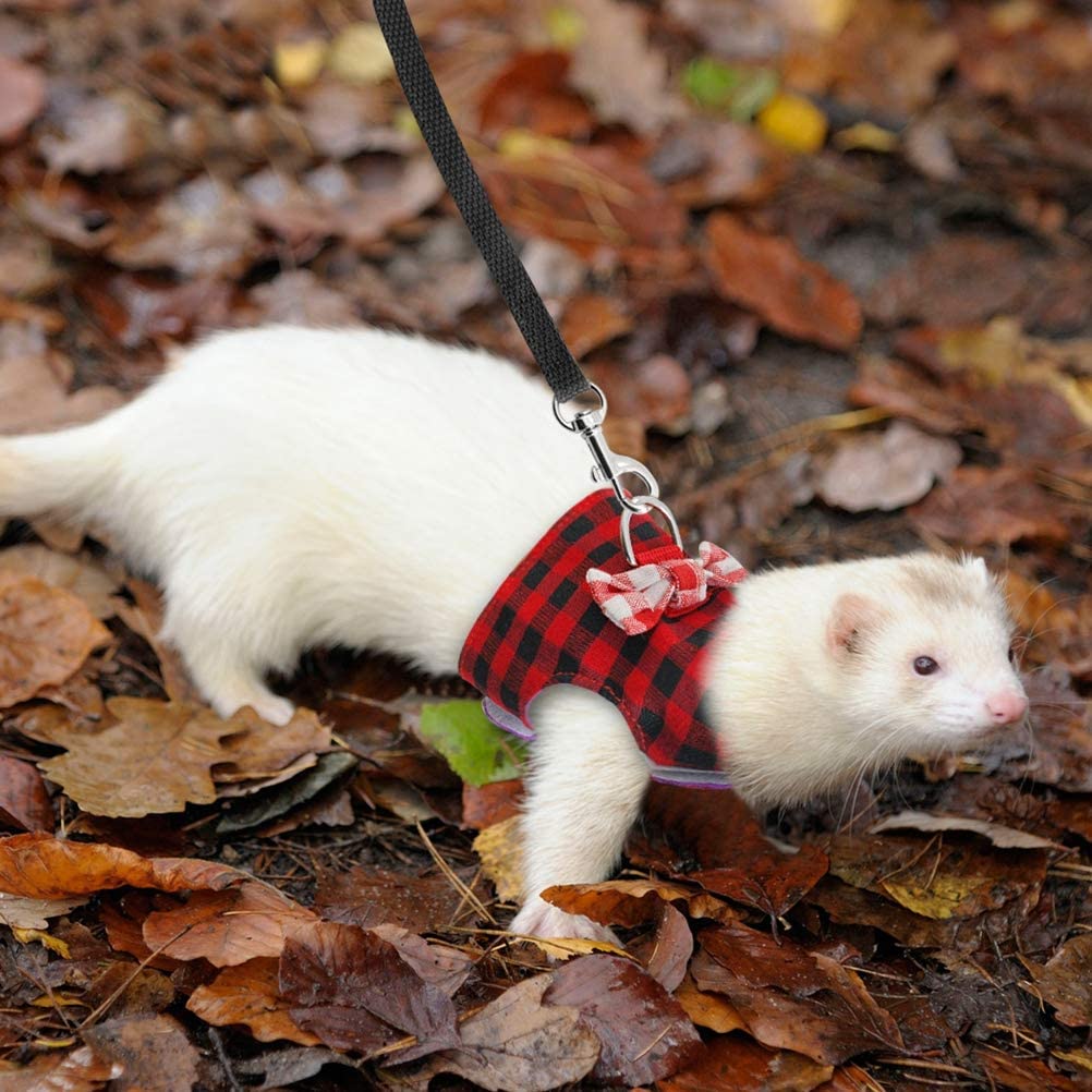  Feidaeu Conjunto De Chaleco Y Correa De Bowknot para Mascotas HuróN Guinea Conejito HáMster Conejos Cachorro Gatito Correa De Pecho Caminar ArnéS De Plomo 