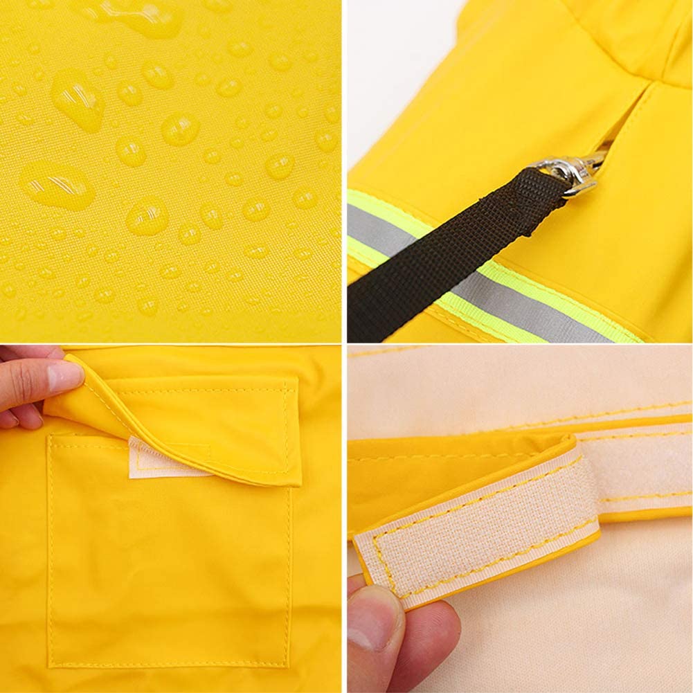  FeiLuo Impermeables para Perros - Abrigo Impermeable con Capucha, Chubasquero de Tira Reflectante Ligera, Cordón Ajustable, Poncho Impermeable para Lluvia para Perros Medianos y Grandes (3XL, Yellow) 