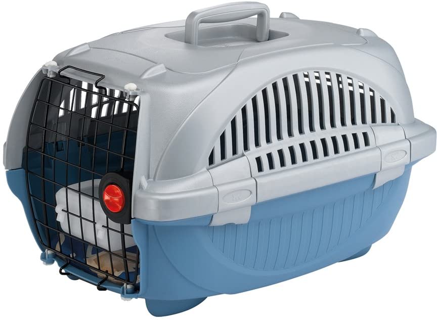  Feplast 73034899W1 Transportín para Gatos y Perros de Talla Pequeña Atlas Deluxe 20, Plástico Robusto, Puerta de Acero Plastificado, Rejillas de Ventilación, 37.4 x 57.6 x 33 Cm Azul Fuerza Aérea 