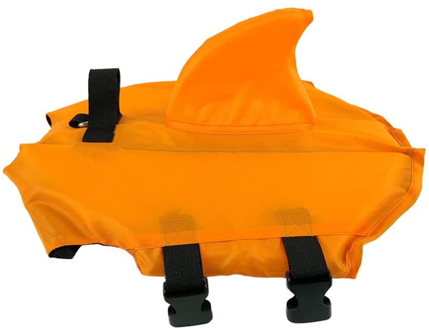  FONLAM Chaleco Salvavidas para Mascotas Chaqueta Chaleco de Seguridad Perro Perrito Ajustable con Aleta de Tirubón Ropa de Baño (S, Naranja) 