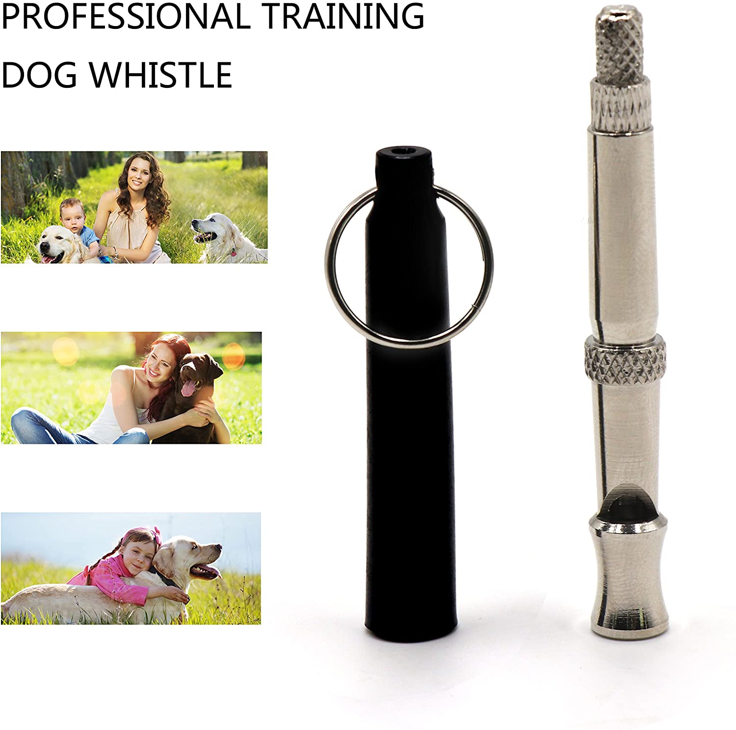  FRETOD Silbato Perros y Clicker 2 Paquetes con Acollador Ultrasonidos - Silbato para Entrenamiento Perros 