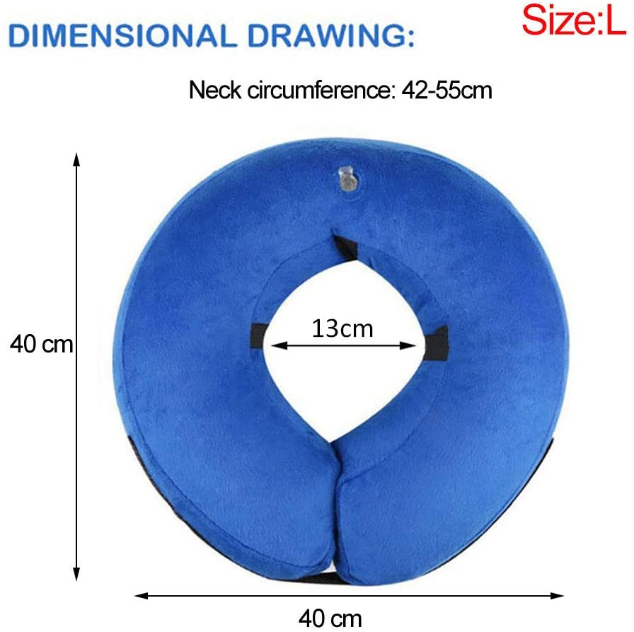  Frifer Collar Hinchable de recuperación de petaca de protección Ajustable Cono de cicatrización Confortable para Perro y Gato, L (COU: 42-55cm / 16.6-21.6in) 