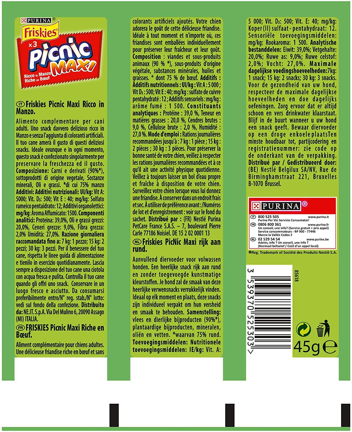  Friskies Maxi Picnic Manzo 45 g – 18 Piezas 