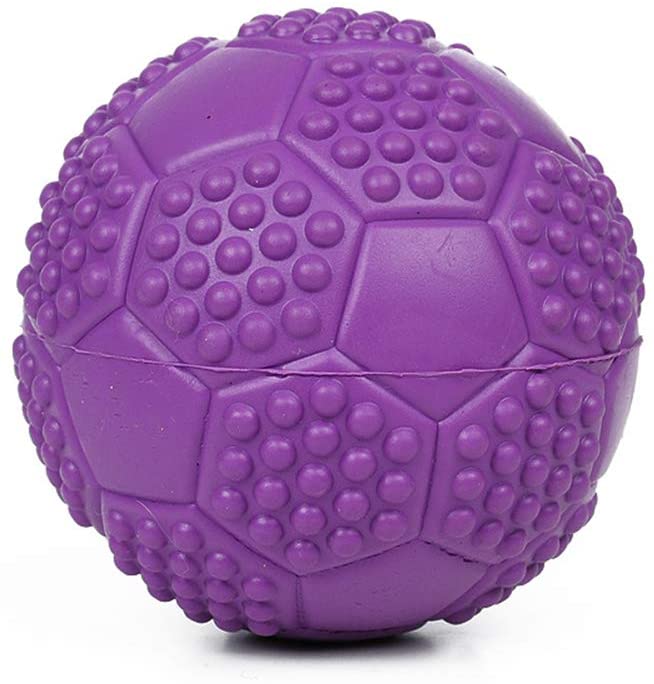  Gato Squeak Juguetes, Fútbol Diseño Interactivo Juego lanzar y Obtener Suministros Juego de Entrenamiento de Inteligencia Bite Resistente a la Bola de Goma al Aire Libre Perro,Púrpura 