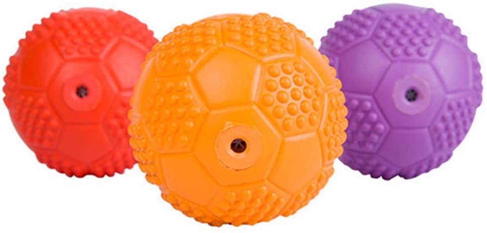  Gato Squeak Juguetes, Fútbol Diseño Interactivo Juego lanzar y Obtener Suministros Juego de Entrenamiento de Inteligencia Bite Resistente a la Bola de Goma al Aire Libre Perro,Púrpura 