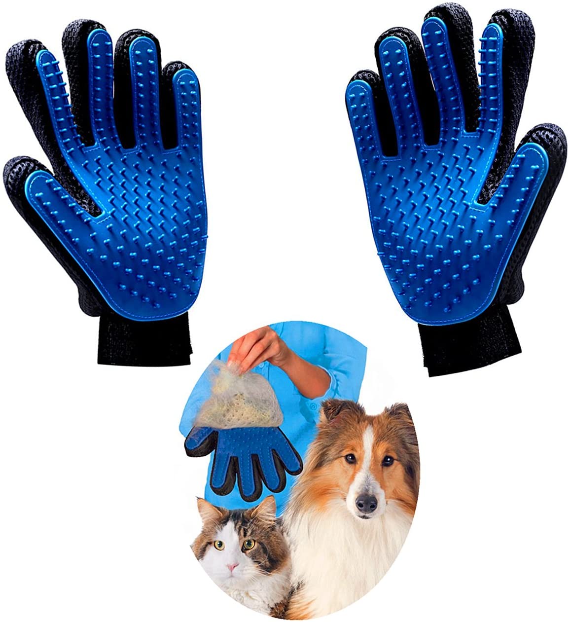  Haikingmoon Guantes para Mascotas - Guante Pelo Gato - Guante Pelo Perro - Perros/Gatos Retiro del Pelo Guantes Eficientes para la Eliminación de Pelo Suelto - Guantes Mascotas (2 Piezas) 